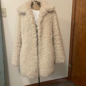 BCBGeneration Plush Cream Teddy Jacket